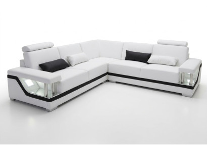 Canapé en cuir Canapé Paysage vivant Suite d'angle Design Moderne Canapé d'angle en L-forme L6002