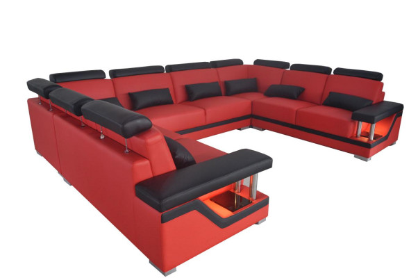Canapé en cuir Canapé canapé Paysage de vie Coin Suite Design Moderne Canapé en U-forme neuf L6002