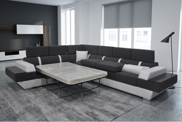 Canapé en cuir Canapé Canapé d'angle moderne Design Suite d'angle Canapé en L en cuir K5015D
