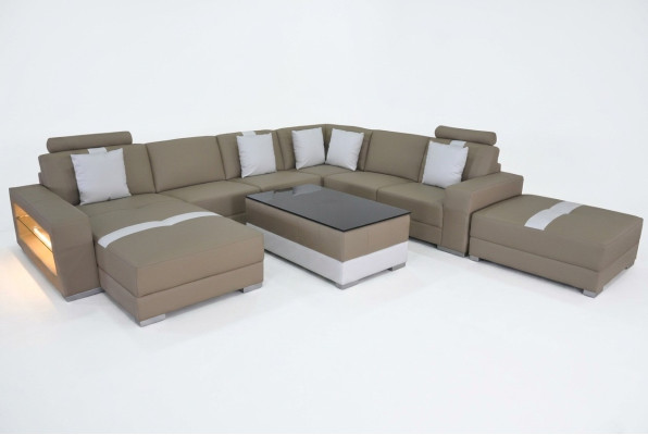 Canapé en cuir Canapé décoratif Paysage de vie Coin de suite de design moderne Sofa