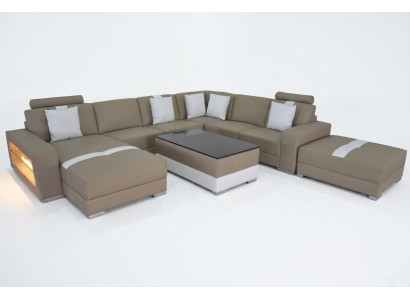 Canapé en cuir Canapé décoratif Paysage de vie Coin de suite de design moderne Sofa