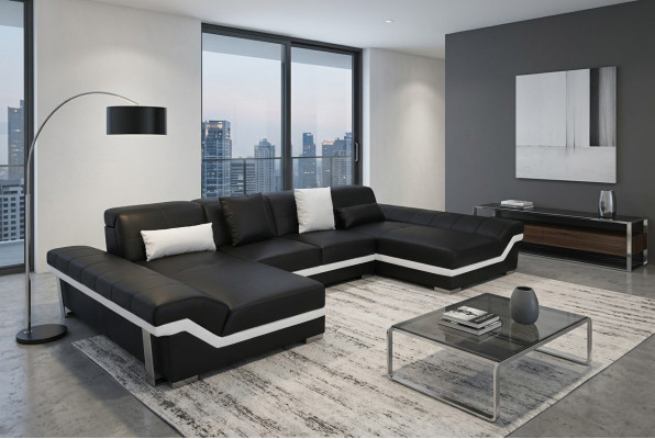 Canapé en cuir Canapé Paysage salon Suite d'angle Design Canapé moderne en forme de U K5007C