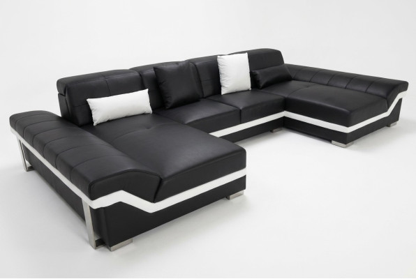Canapé en cuir Canapé Paysage salon Suite d'angle Design Canapé moderne en forme de U K5007C