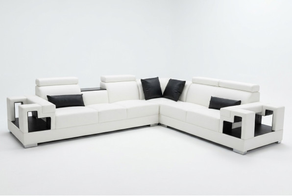 Canapé en cuir Canapé paysage vivant Suite d'angle Design Canapé moderne en forme de L K5001