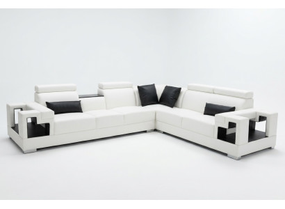 Canapé en cuir Canapé paysage vivant Suite d'angle Design Canapé moderne en forme de L K5001