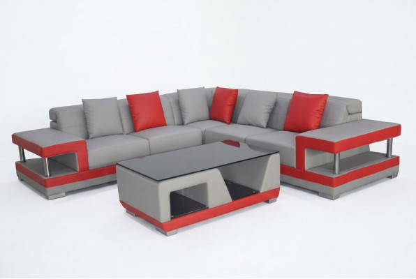 Canapé en cuir Canapé Salon Paysage d'angle Suite Déco Design Canapé Moderne en forme de L
