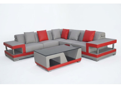 Canapé en cuir Canapé Salon Paysage d'angle Suite Déco Design Canapé Moderne en forme de L