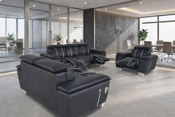 Canapé en cuir Canapé Paysage vivant Suite d'angle Design Canapé moderne 3+2+1
