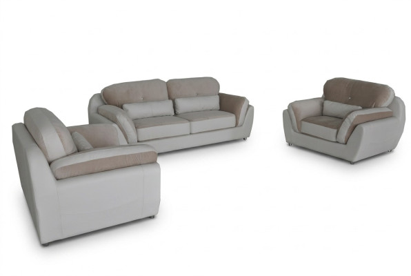Canapé en cuir avec revêtement textile Ensemble de sièges design Composé de canapé 3+1+1 fauteuil