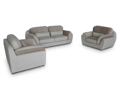 Canapé en cuir avec revêtement textile Ensemble de sièges design Composé de canapé 3+1+1 fauteuil