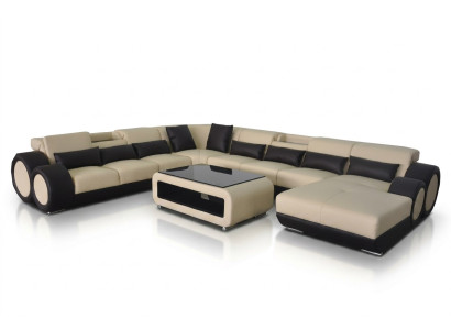 Canapé en cuir Salon paysager Suite Design Moderne Canapé d'angle en forme de U Chaise G8035