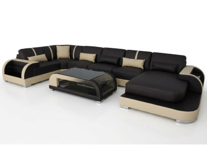 Canapé en cuir siège rembourré angle suite design moderne paysage vivant canapés en forme de U