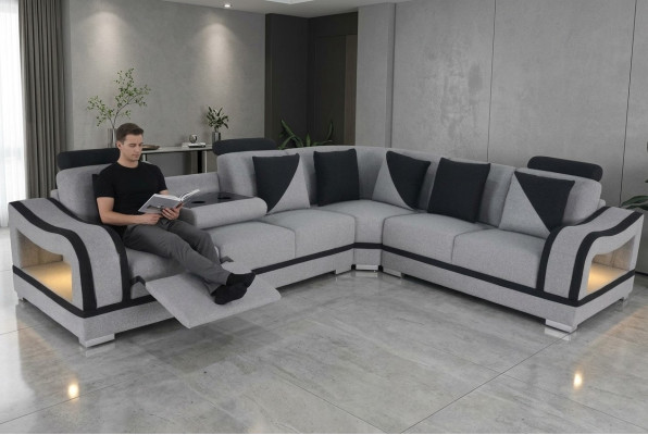 Canapé en cuir design moderne en forme de L