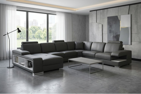 Canapé en cuir Canapé canapé paysager Suite Design Canapé d'angle moderne en forme de U neuf G8028