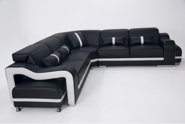 Canapé en cuir, canapé de salon, ensemble de salon, design moderne, canapé d'angle en forme de L