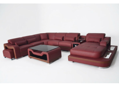 Cuir Salon Suite Design Moderne Canapé d'angle U-forme G8027G Table