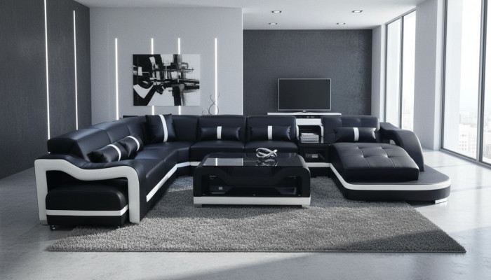 Canapé d'angle Canapé Tissu Suite d'angle Canapé en cuir Canapés Paysage de vie en U Sofas