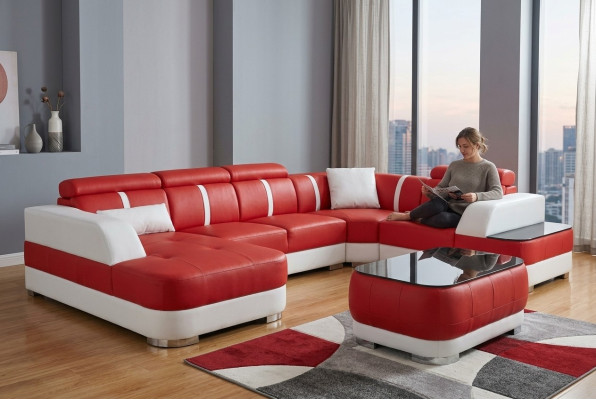Conception Coin Canapé Siège en Cuir Tissu d'Ameublement Coin Suite Salon Canapés neufs Sofa