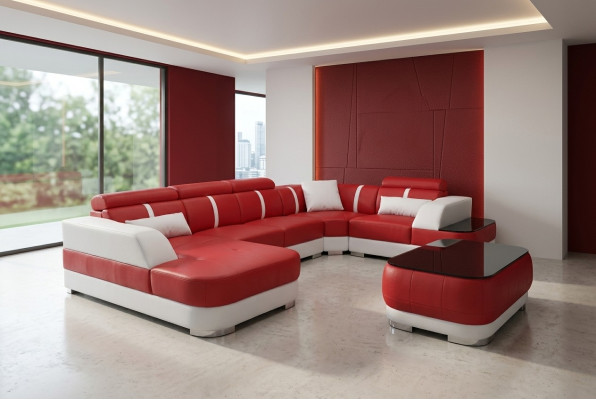 Conception Coin Canapé Siège en Cuir Tissu d'Ameublement Coin Suite Salon Canapés neufs Sofa