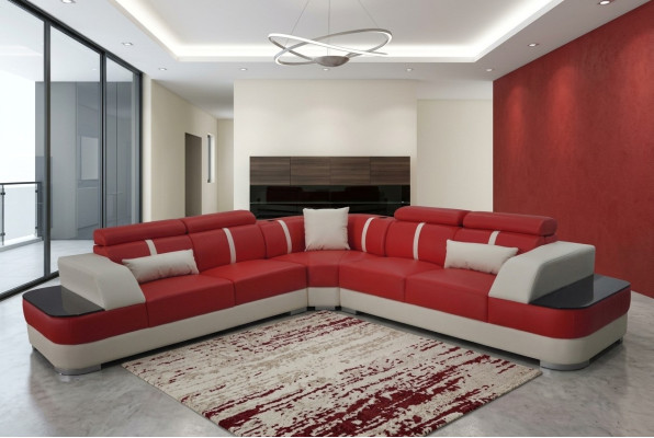 Canapé en cuir Salon Suite de vie Design Canapés d'angle modernes de luxe en forme de L G8026B