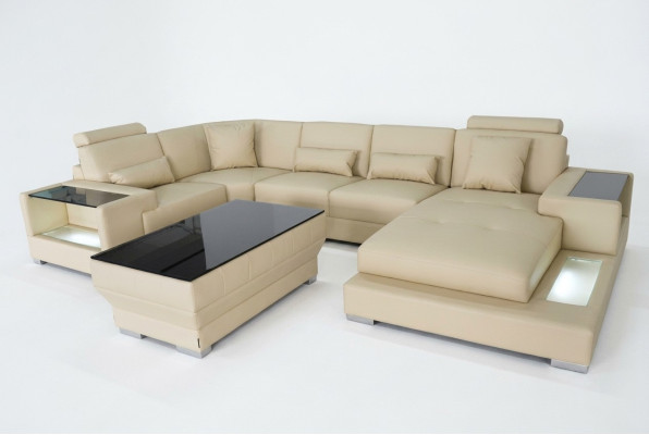 Canapé en cuir Canapé Tissu Eck Ensemble de design Suite Salon Paysage Sets Eck nouveau