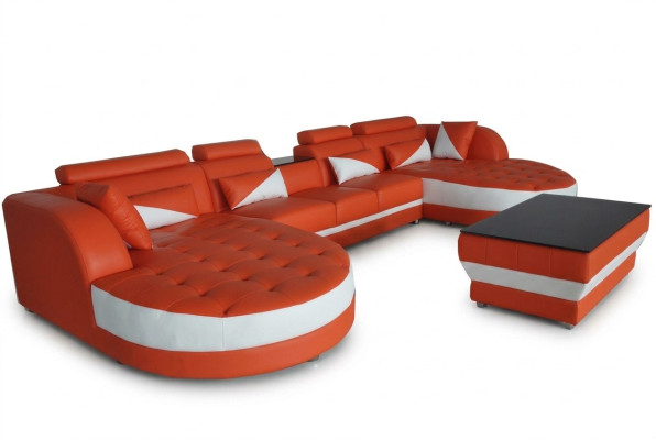 Canapé d'angle en cuir Coin Salon paysage Suite Design Moderne Canapé Canapés en forme de U G8018