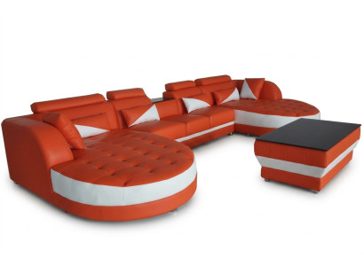 Canapé d'angle en cuir Coin Salon paysage Suite Design Moderne Canapé Canapés en forme de U G8018
