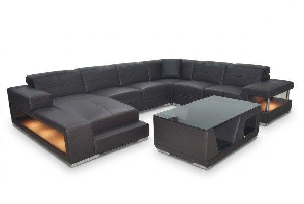 Canapé d'angle en cuir Suite de paysage de vie Design Moderne Canapé d'angle Canapé en forme de U G8017