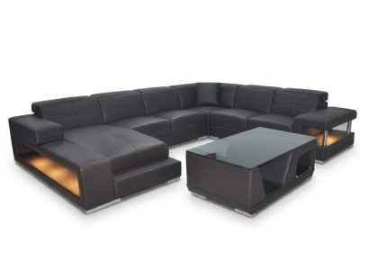 Canapé d'angle en cuir Suite de paysage de vie Design Moderne Canapé d'angle Canapé en forme de U G8017