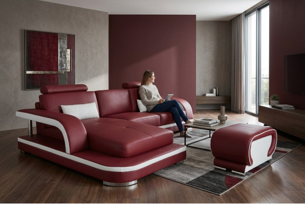 canapé d'angle en cuir suite sofas couches rembourrage living paysage luxe canapé d'angle