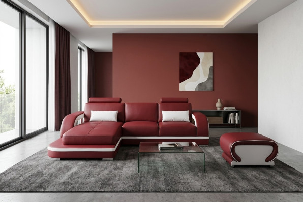 canapé d'angle en cuir suite sofas couches rembourrage living paysage luxe canapé d'angle