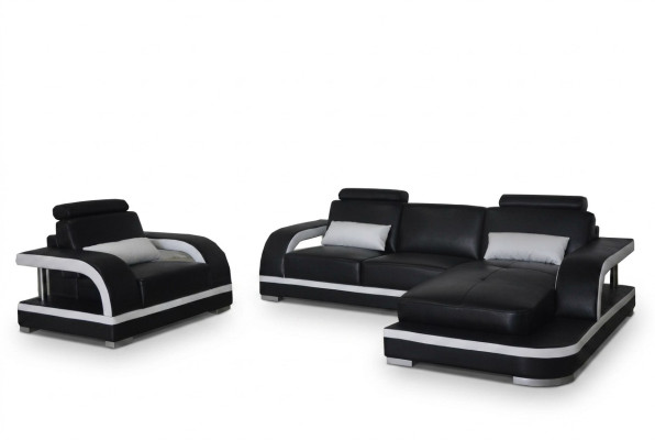 Canapé d'angle Revêtement Canapé Siège En Cuir Suite Fauteuil Forme en L Paysage de vie nouveau