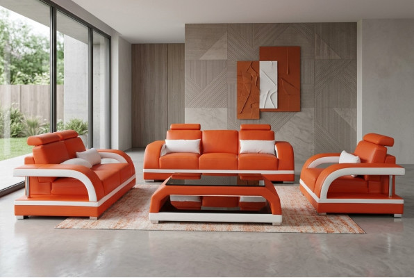 Canapé Canapé En Cuir Siège Canapé Suite 3+2+1 Ensemble De Tables Design Sofas