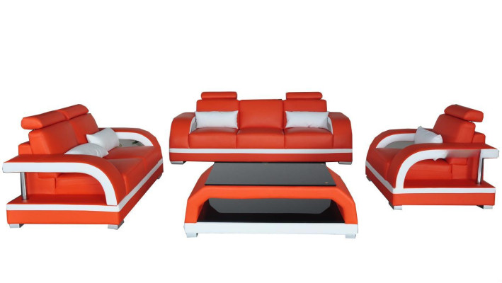 Canapé Canapé En Cuir Siège Canapé Suite 3+2+1 Ensemble De Tables Design Sofas