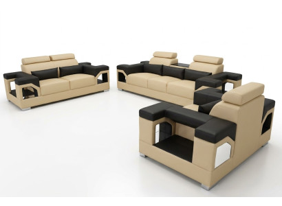 Canapé en cuir de la suite 3+2+1 Canapé de sofa rembourré Canapés Sofas Paysage vivant