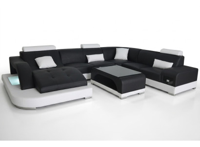 Canapé en cuir Moderne Siège Canapé Design de canapé d'angle Tissu Paysage de vie + Canapés de table