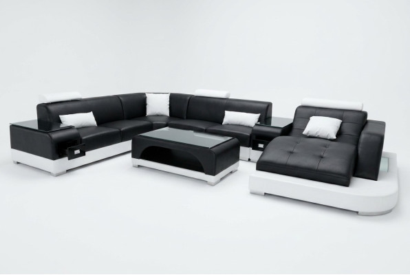 Canapé d'angle en cuir Coin Salon Canapé paysage Suite Design Moderne Canapé Canapés en forme de U G8009