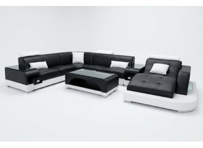 Canapé d'angle en cuir Coin Salon Canapé paysage Suite Design Moderne Canapé Canapés en forme de U G8009