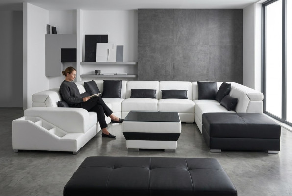 Canapé d'angle en cuir Design Suite de salon d'angle Moderne Canapé U-Shape G8008 Sofas