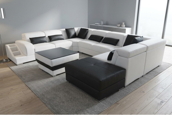 Canapé d'angle en cuir Design Suite de salon d'angle Moderne Canapé U-Shape G8008 Sofas