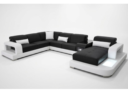 Canapé d'angle en cuir Salon d'angle Suite paysage design canapé moderne Canapés en forme de U G8006
