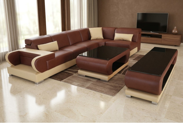 Canapé d'angle en cuir Canapé Suite Canapés Canapés Rembourrage Paysage living