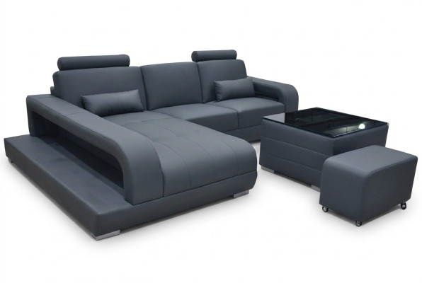 Canapé XXL en cuir living landscape suite design moderne canapé en forme de L F3017C + Table
