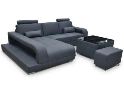 Canapé XXL en cuir living landscape suite design moderne canapé en forme de L F3017C + Table