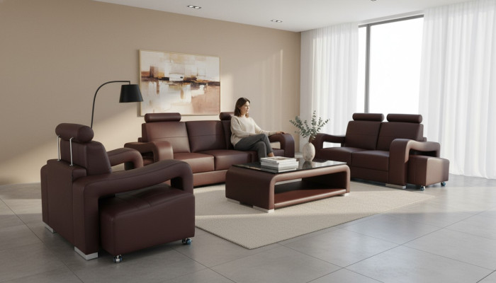 Sofa en cuir vivant paysage canapé suite ensembles de sièges de canapé d'angle nouvelle tapisserie