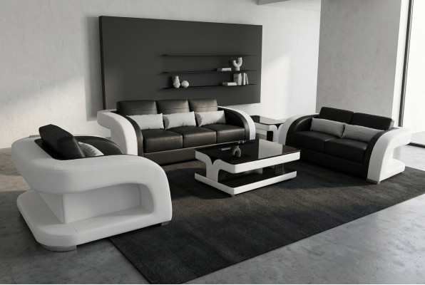XXL Canapé en Cuir Salon Paysage Suite Design Ensemble de Canapés Modernes 3+2+1 neuf