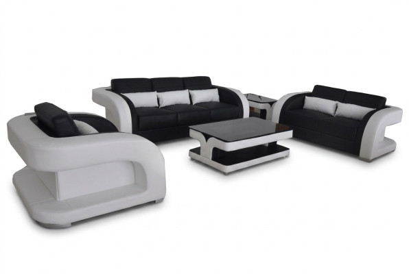Ensemble de canapé moderne Design Suite Living en cuir XXL 3+2+1 F3002C + Table