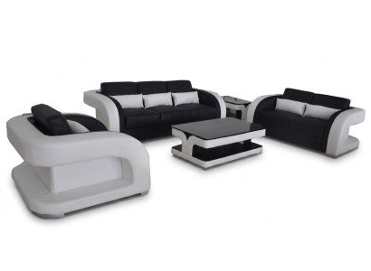 Ensemble de canapé moderne Design Suite Living en cuir XXL 3+2+1 F3002C + Table