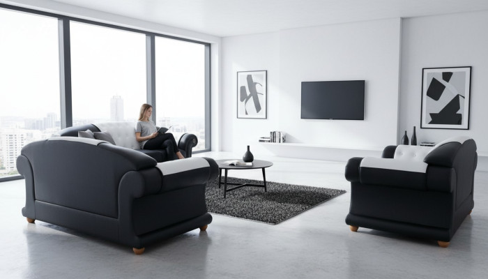 3+2+1 Suite Canapé en cuir Canapé Tissus Canapés Canapés Canapés Salon Paysage de vie Nouveau luxe