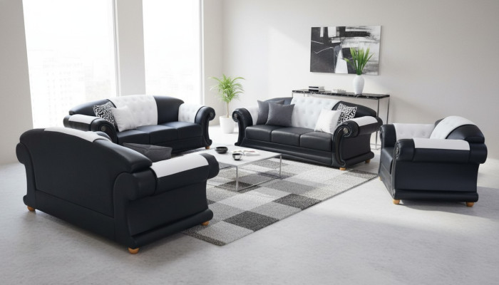 3+2+1 Suite Canapé en cuir Canapé Tissus Canapés Canapés Canapés Salon Paysage de vie Nouveau luxe